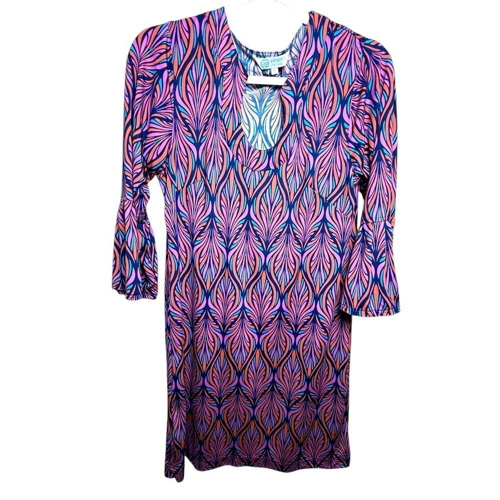 Escapada Living Tie-Waist Dress – Size Small, Vibrant Tropical Print - Picture 3 of 5